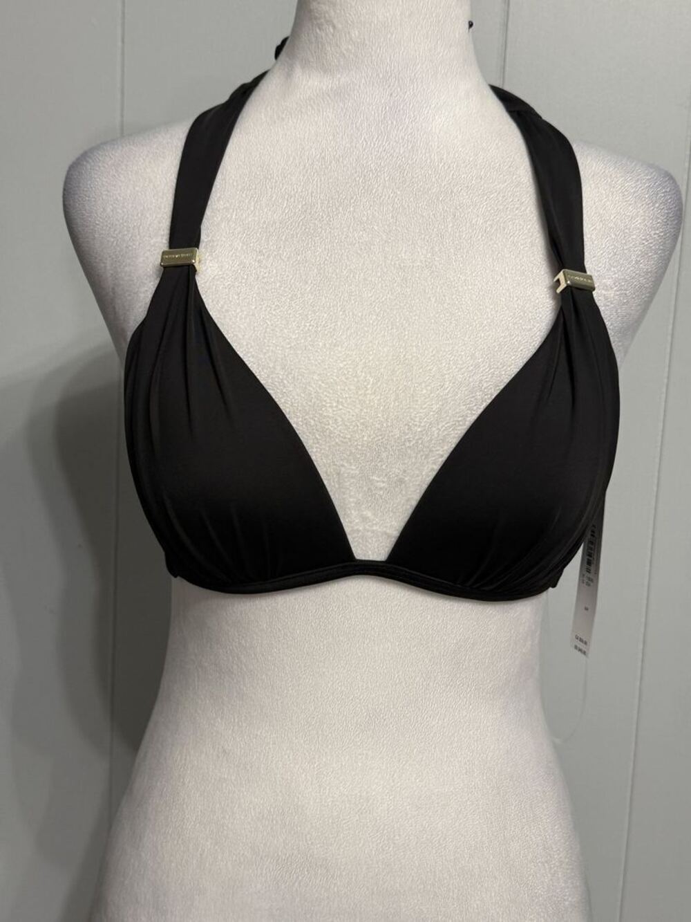 NWT Victoria's Secret Swim Black Halter Triangle Bikini Top S